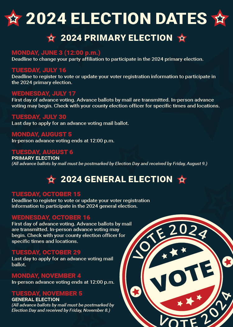 2024 Election Dates graphic